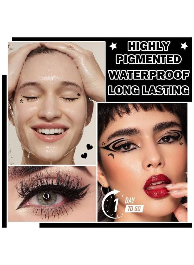 Lameila Dual Ended Eyeliner Stamp, Waterproof Liquid Eyeliner With Moon Seal Stamp, Long Lasting Seal Eyeliner Pen For Makeup, Eye Decoration Eye Liner Makeup Tool Black  - Image 5