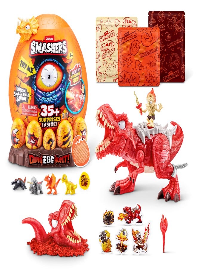 ZURU SMASHERS Smashers Dino Egg Hunt by ZURU, Light-Up Fire Breathing Dinosaur Themed Treasure Hunt Toy, Collectable Toy for Boys and Kids (T-Rex) - Image 1