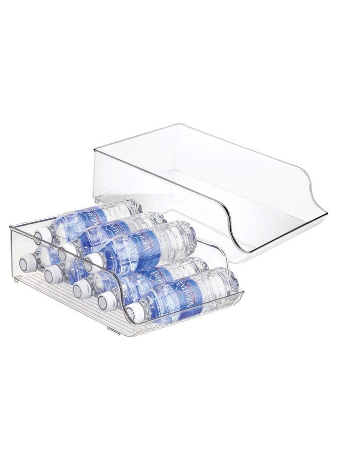 إنترديزاين حامل زجاجات مياه ومشروبات بلاستيكي خالٍ من مادة BPA من iDesign، مناسب للمطبخ والطابق السفلي والثلاجة - مجموعة من قطعتين، 9 × 13.75 × 4 بوصة، بلاستيك شفاف - Image 1