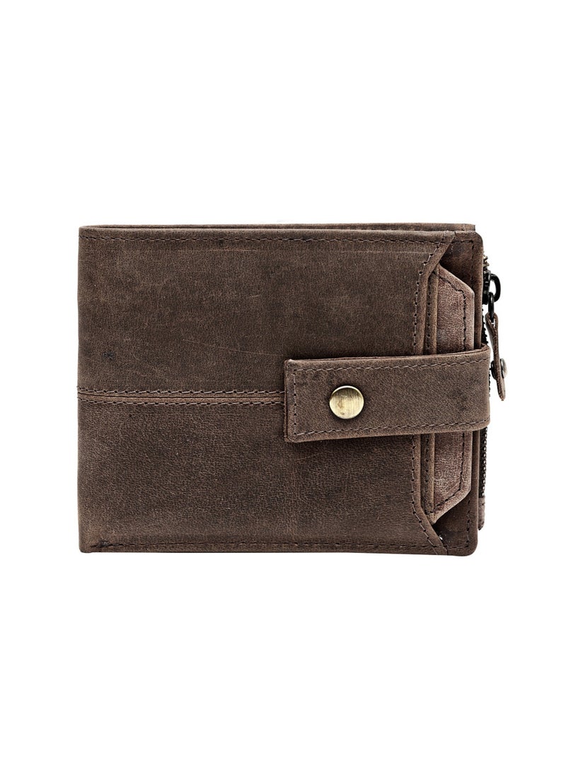 TEAKWOOD Two Fold RFID Wallet with zipper coin pocket and ID card slot Brown Wallet  - Image 2