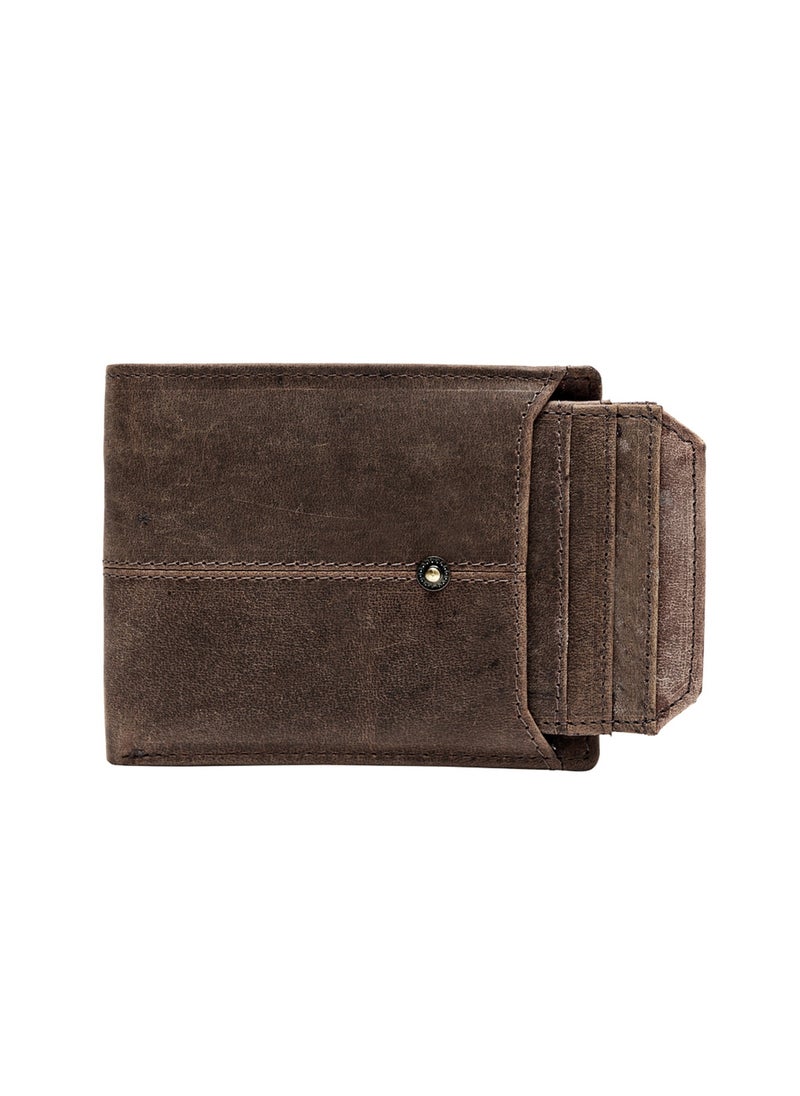 TEAKWOOD Two Fold RFID Wallet with zipper coin pocket and ID card slot Brown Wallet  - Image 4