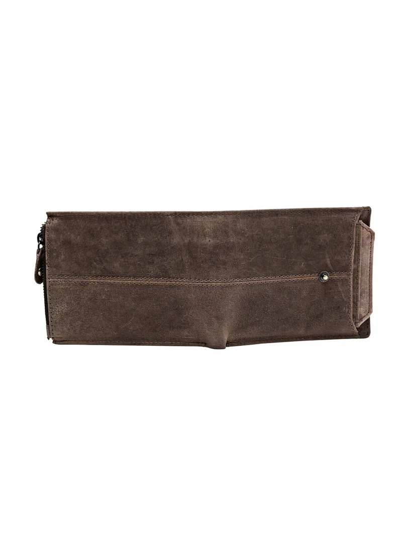 TEAKWOOD Two Fold RFID Wallet with zipper coin pocket and ID card slot Brown Wallet