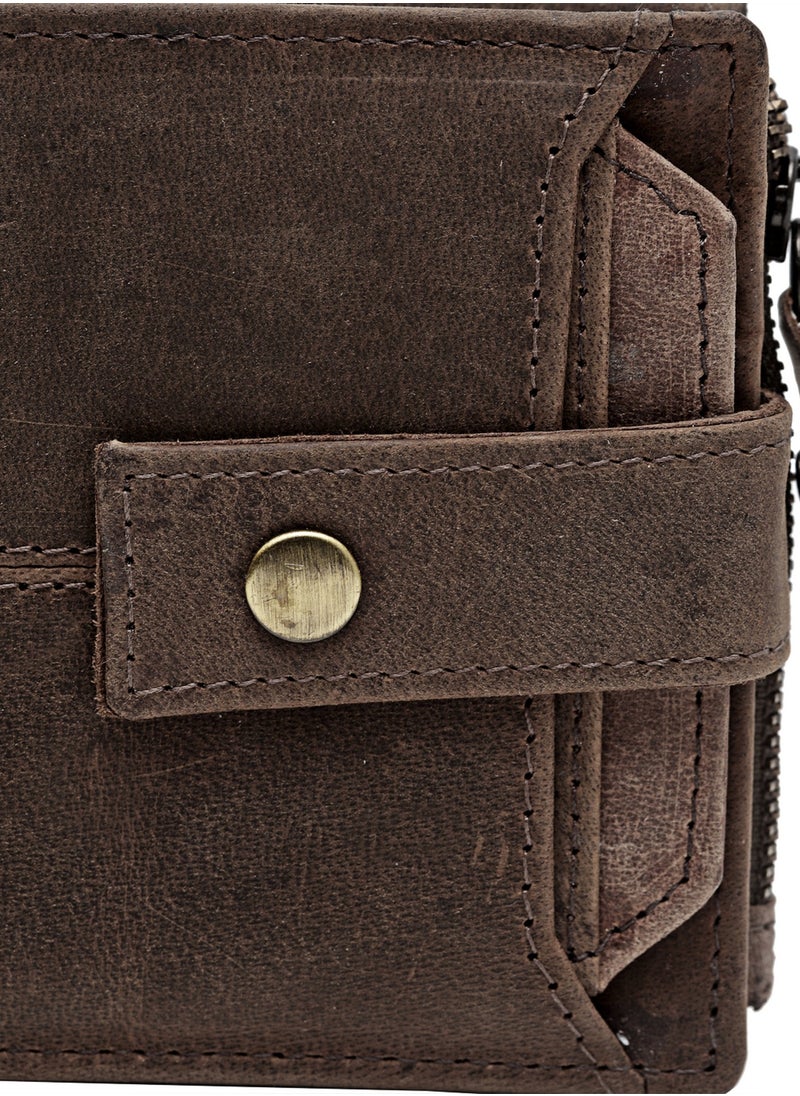 TEAKWOOD - Two Fold RFID Wallet with zipper coin pocket and ID card slot Brown Wallet - Image 1