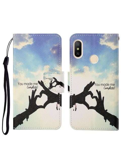 جراب لهاتف Xiaomi Redmi Note 6 Pro بنمط رسم ملون، جراب جلدي قابل للطي أفقيًا مع حامل وفتحات للبطاقات ومحفظة وحبل