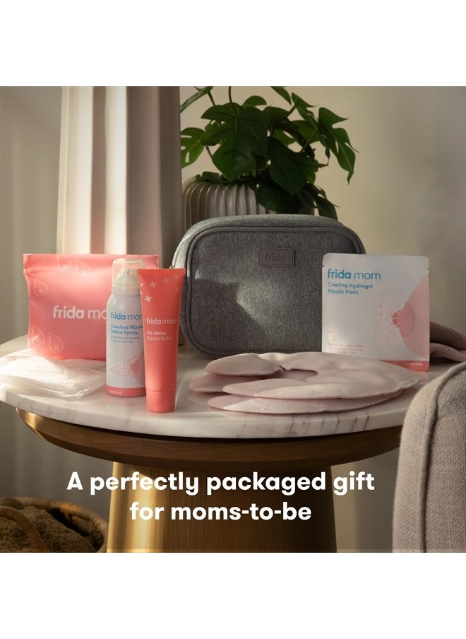 frida mom - Breastfeeding Survival Kit for Nursing Moms | Reusable Hot+Cold Breast Relief Packs, Hydrogel Nipple Pads, Cracked Nipple Saline Spray, Nipple Balm, Nursing Pads | 13 Piece Gift Set - Image 1