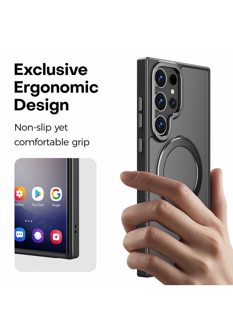 Concretization for Samsung S25 Ultra Case, Compatible with MagSafe, Magnetic Cover with Invisible Stand, Translucent Matte Back Shockproof Case, Slim Full Protection Phone Case for Galaxy S25 Ultra 5G (Black) - Image 5