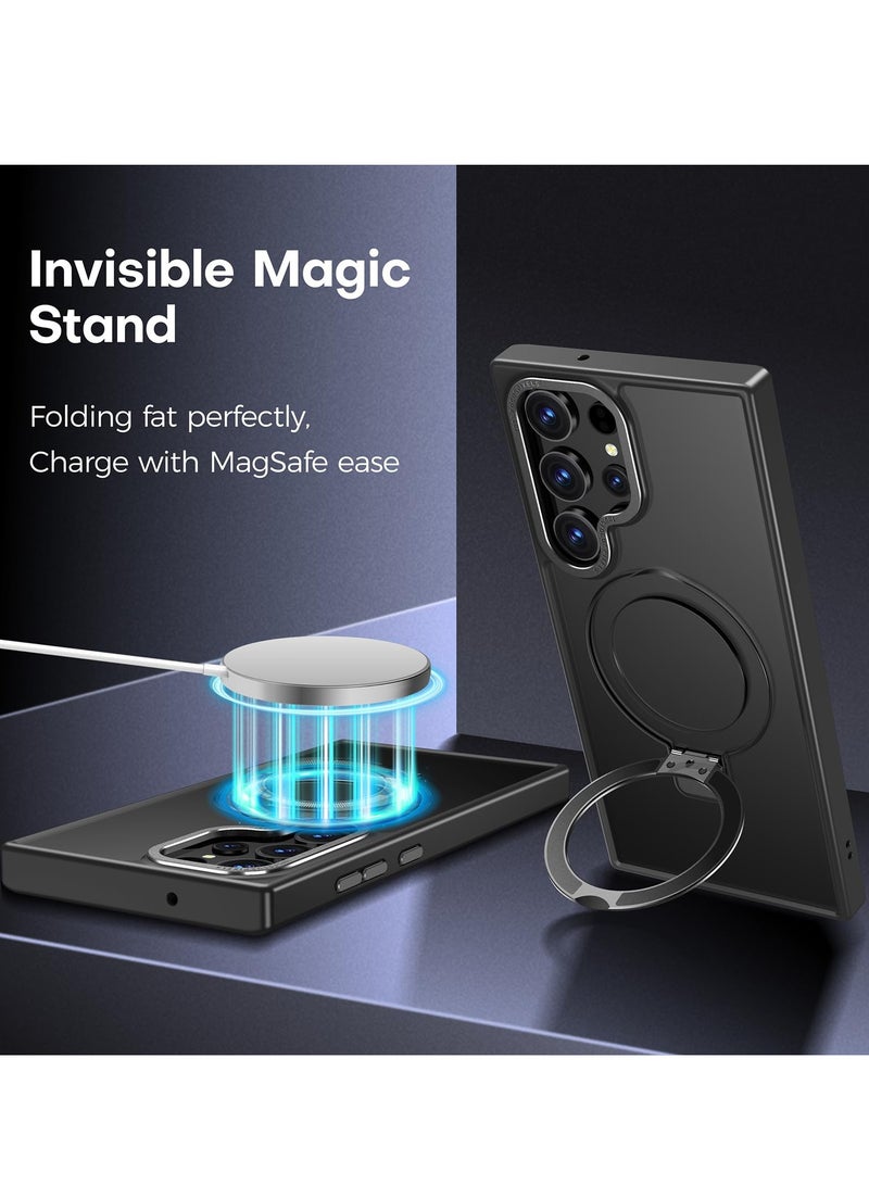 Concretization for Samsung S25 Ultra Case, Compatible with MagSafe, Magnetic Cover with Invisible Stand, Translucent Matte Back Shockproof Case, Slim Full Protection Phone Case for Galaxy S25 Ultra 5G (Black) - Image 3