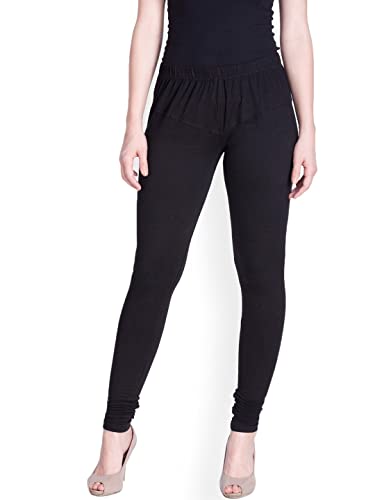 Lyra Women Solid Premium Cotton Plus Fit Churidar Leggings | Mid-Waist | Fashionwear Black - Image 1