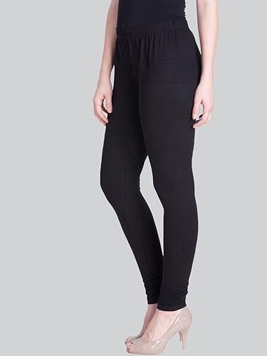 Lyra Women Solid Premium Cotton Plus Fit Churidar Leggings | Mid-Waist | Fashionwear Black - Image 3