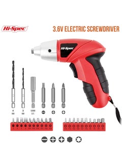 Hi-Spec Hi-Spec 27pc 3.6V Red Small Power Electric Screwdriver Set. Cordless & Rechargeable with Driver Bit Set  - Image 2