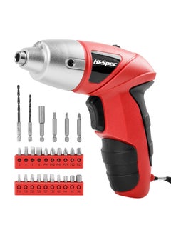 Hi-Spec Hi-Spec 27pc 3.6V Red Small Power Electric Screwdriver Set. Cordless & Rechargeable with Driver Bit Set  - Image 1