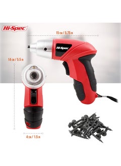 Hi-Spec Hi-Spec 27pc 3.6V Red Small Power Electric Screwdriver Set. Cordless & Rechargeable with Driver Bit Set  - Image 4
