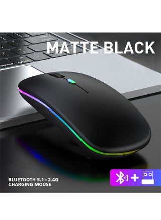 Wireless Bluetooth Mouse, Rechargeable LED Dual Mode Mouse, Portable Silent Mouse for Laptop Desktop Tablet(Black) - pzsku/Z3CAA672547AE9B655BFDZ/45/_/1689838359/6dc8b8eb-2f2c-4f67-92ff-74b38765abe1