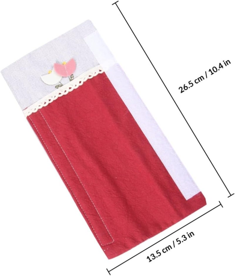 VERDANVERSE Anti-Static Fabric Refrigerator Handle Covers Washable Red and White Rose Pattern Door Handle Protectors for Fridge Microwave Oven 1 Pair - Image 2