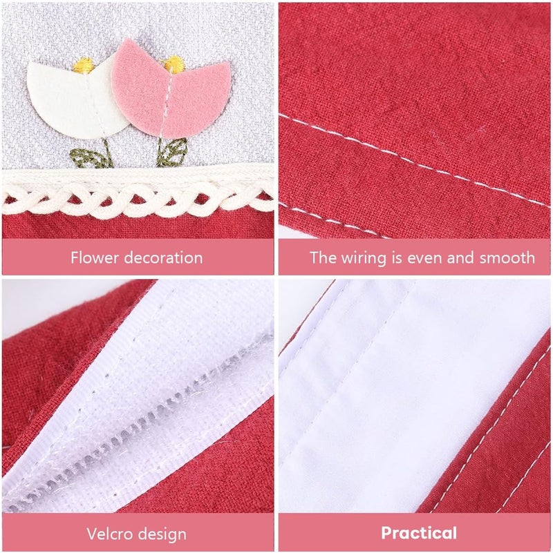 VERDANVERSE Anti-Static Fabric Refrigerator Handle Covers Washable Red and White Rose Pattern Door Handle Protectors for Fridge Microwave Oven 1 Pair - Image 3