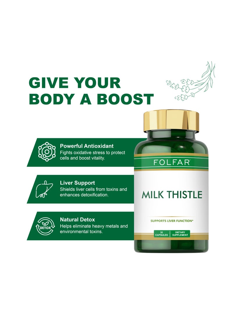 Folfar Milk Thistle 15000 mg Silymarin, Supports Liver Function - 30 Capsules  - Image 4