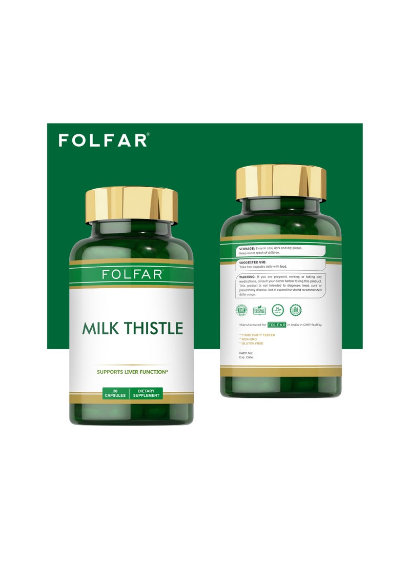 Folfar Milk Thistle 15000 mg Silymarin, Supports Liver Function - 30 Capsules  - Image 3