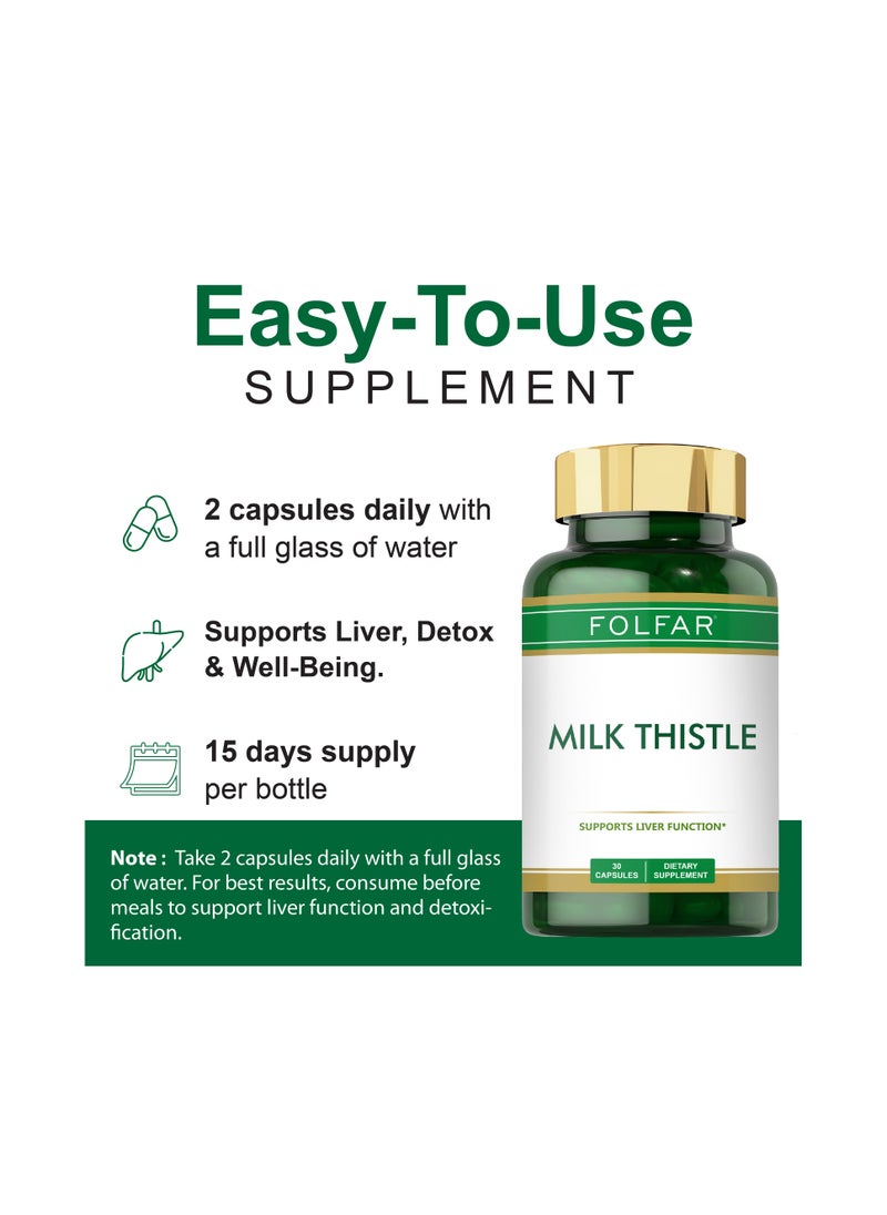 Folfar Milk Thistle 15000 mg Silymarin, Supports Liver Function - 30 Capsules  - Image 5