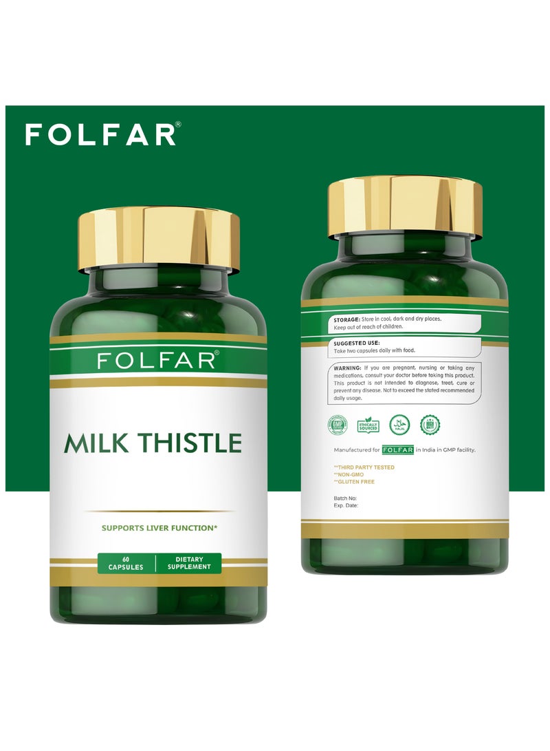 Folfar Milk Thistle 15000 mg Silymarin, Supports Liver Function - 60 Capsules - Image 3
