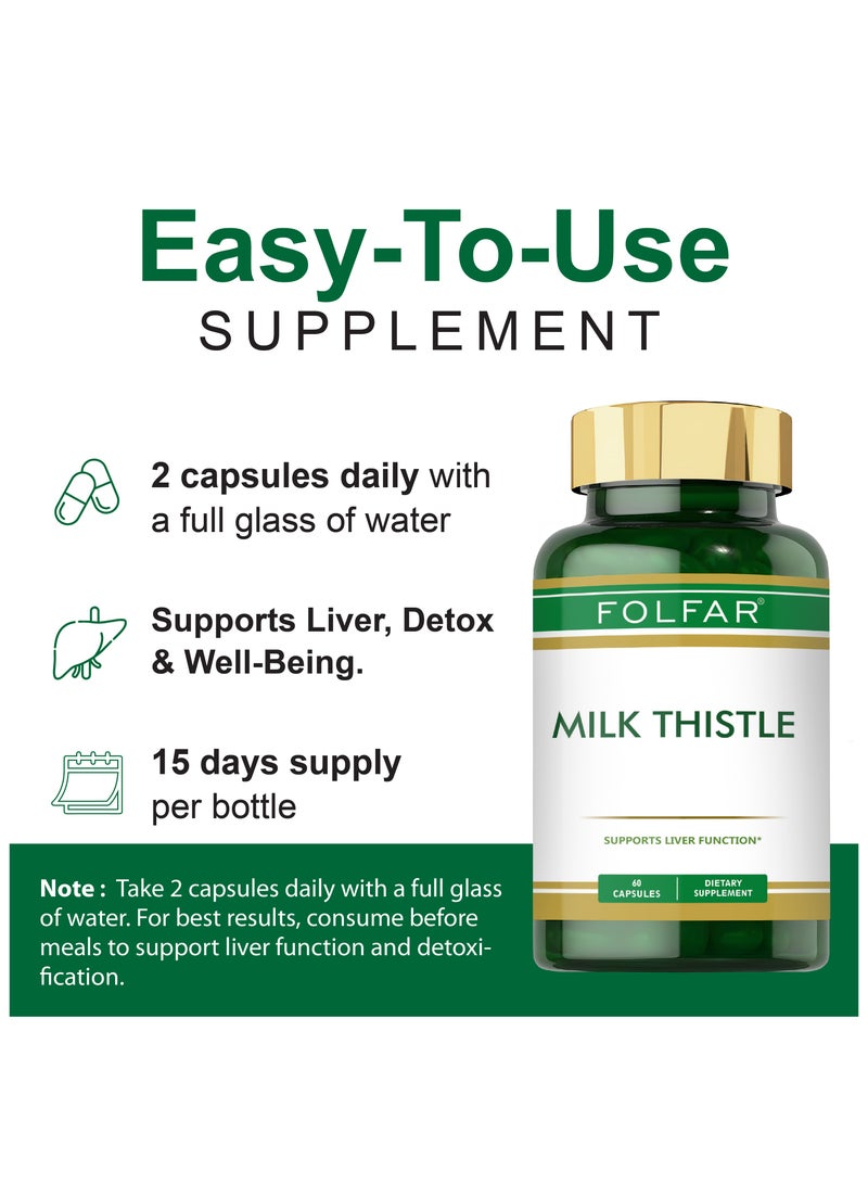 Folfar Milk Thistle 15000 mg Silymarin, Supports Liver Function - 60 Capsules - Image 5