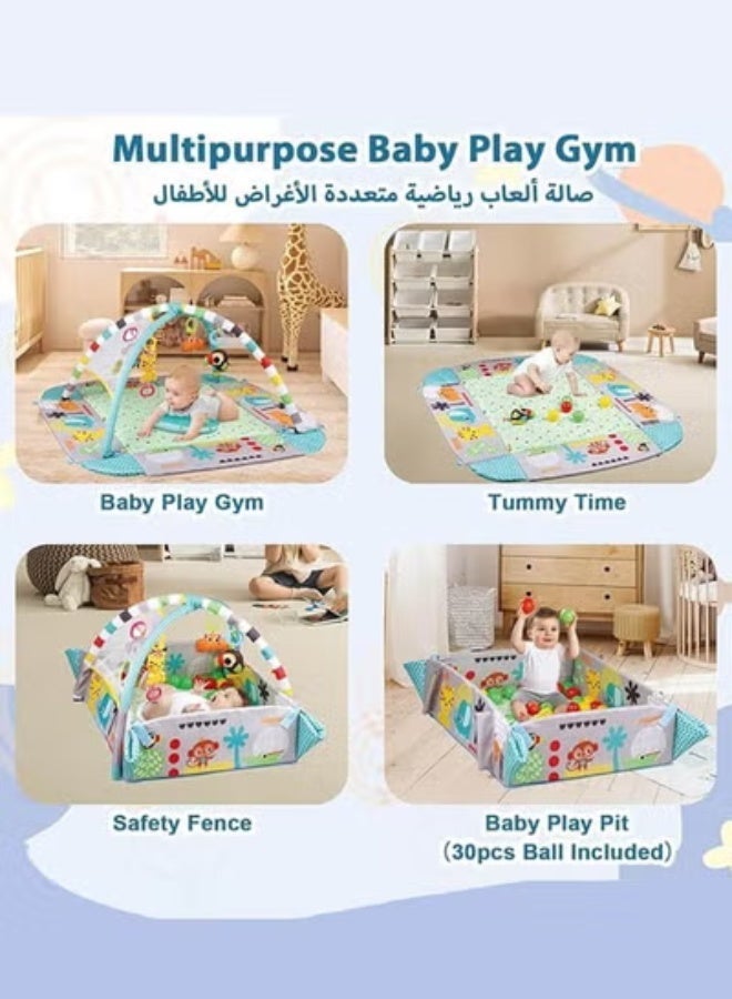 Wish 5-in-1 Baby Gyms and Playmats – Detachable Toys Crawling Game Pad, Four-Sided Fence, Tummy Time Mat  30PCS Balls, Early Education Fun  Healthy - Image 2