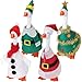 Fullhawl 4 Sets Winter Mini Desk Goose Outfit 7 Inch Magnetic Silly Goose Statue Santa Claus Snow Costume with Mini Headwear and Felt Clothing for Duck Desk Key Holder DecorClassic - Image 2