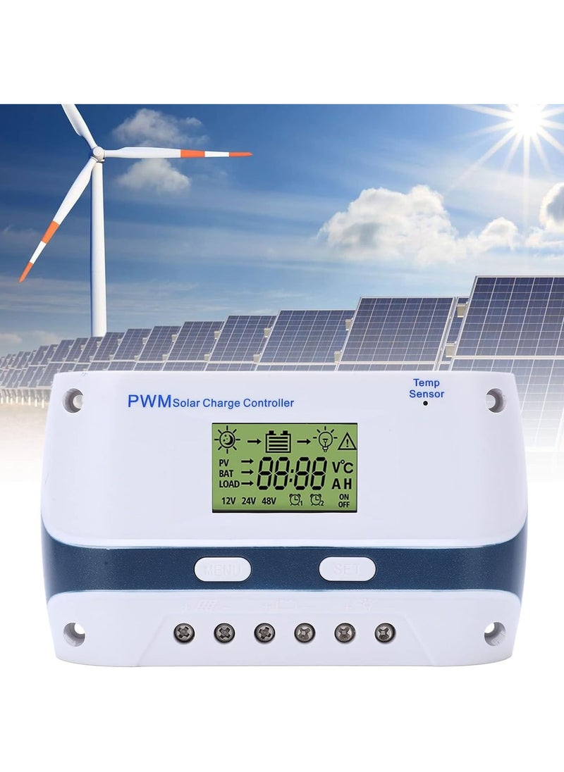Solar Panel Charge Controller for RV Yachts, MPPT Solar Charge Controller 50A 12V 24V 48V PWM Solar Charge Controller