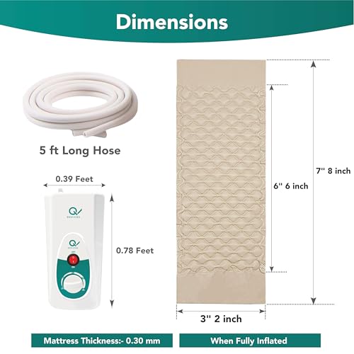 Q DEVICES Anti-Decubitus Air Mattress with Electric Pump for Bedsore Prevention – Alternating Pressure Medical Grade Bubble Pad for Patients, Beige - 1 Year Replacement Warranty - Image 3