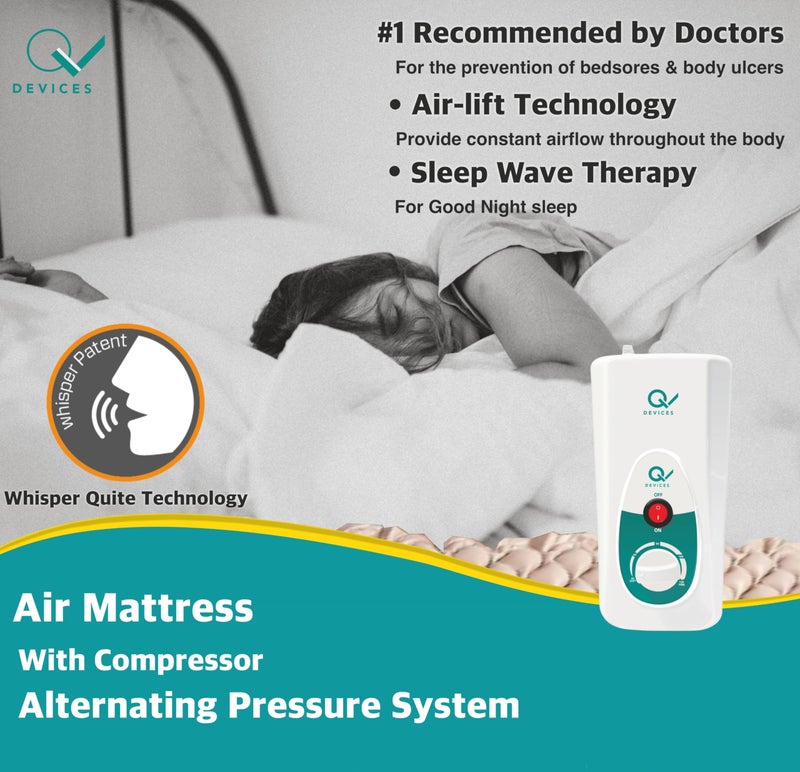 Q DEVICES Anti-Decubitus Air Mattress with Electric Pump for Bedsore Prevention – Alternating Pressure Medical Grade Bubble Pad for Patients, Beige - 1 Year Replacement Warranty - Image 5