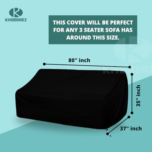 KHOOBREZ Indoor Outdoor Patio Furniture 3 seater sofa Cover Three seater Chair Cover , Dust Waterproof Garden Furniture Covers 80" x 37" x 35" 3SS2(Black) - Image 2