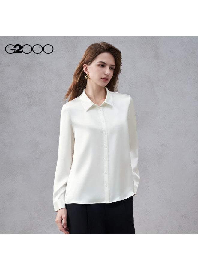 G2000 Satin Fabric With Brooch Tie Women's Autumn Winter Long Sleeve Casual Shirt Mall Edition - Image 2