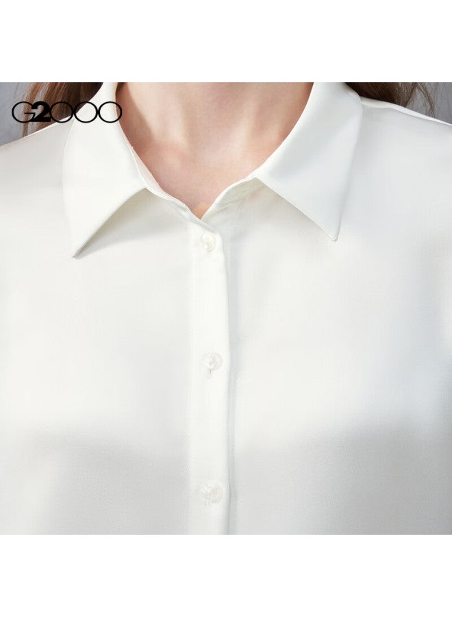 G2000 Satin Fabric With Brooch Tie Women's Autumn Winter Long Sleeve Casual Shirt Mall Edition - Image 3