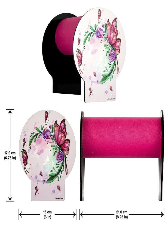 The Rosette Imprint Acrylic Hairband Organiser for Girls Kids Women | Durable Headband Holder | Compact 6 x 8.5 x 7 in Size | Hairband Stand for Girls | Stylish Pink Butterfly Design - Image 2
