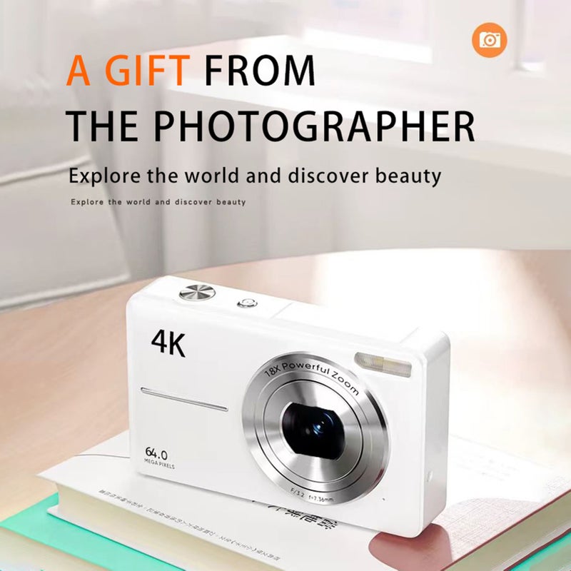 4K/30FPS Digital Camera 64MP Digital Video Camera 2.4 Inch Screen 18X Digital Zoom Built-in Battery Birthday Christmas Gift for Teens Students Friends - Image 2