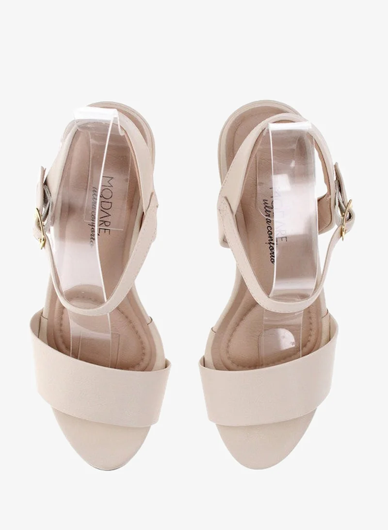 Modare  Modare Ladies Mid Heel Sandals Beige | Made In Brazil for Women | Best Price UAE