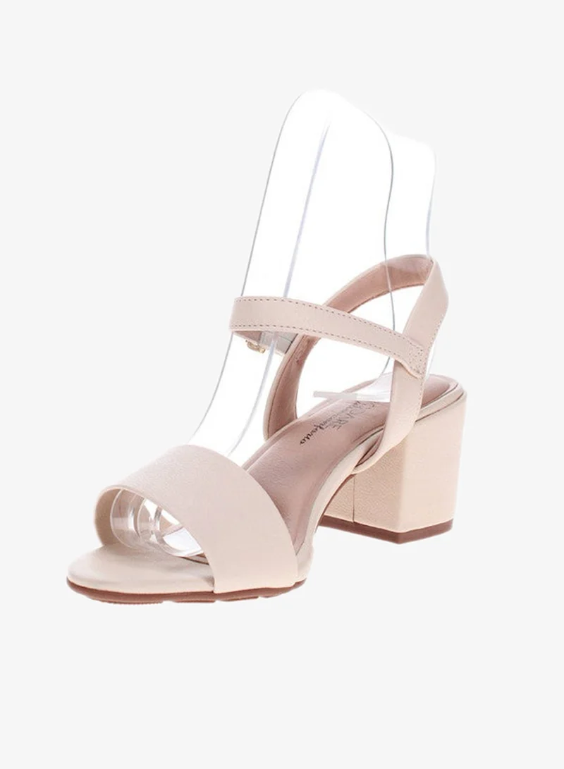 مودار صنادل موداري نسائية بكعب متوسط بيج | صنع في البرازيل