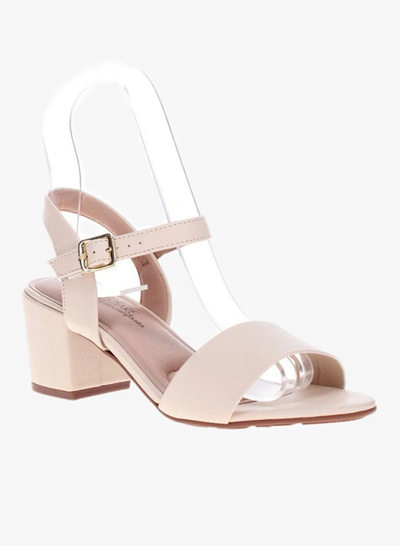 مودار صنادل موداري نسائية بكعب متوسط بيج | صنع في البرازيل