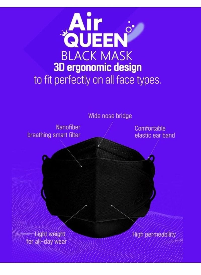 Air QUEEN Pack Of 10 Pieces Nanofiber Filter Face Mask For Adults Face Mask Black  - Image 3