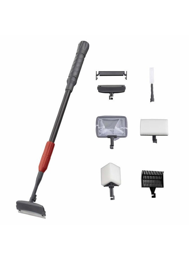 UPETTOOLS Aquarium Cleaning Tool 6 in 1 Fish Tank Cleaning Kit Algae Scraper Scrubber Pad Adjustable Long Handle Fish Tank Brush Cleaner Set (6 in 1 Cleaning Kit) (6 IN 1 Cleaning Tools) - Image 1