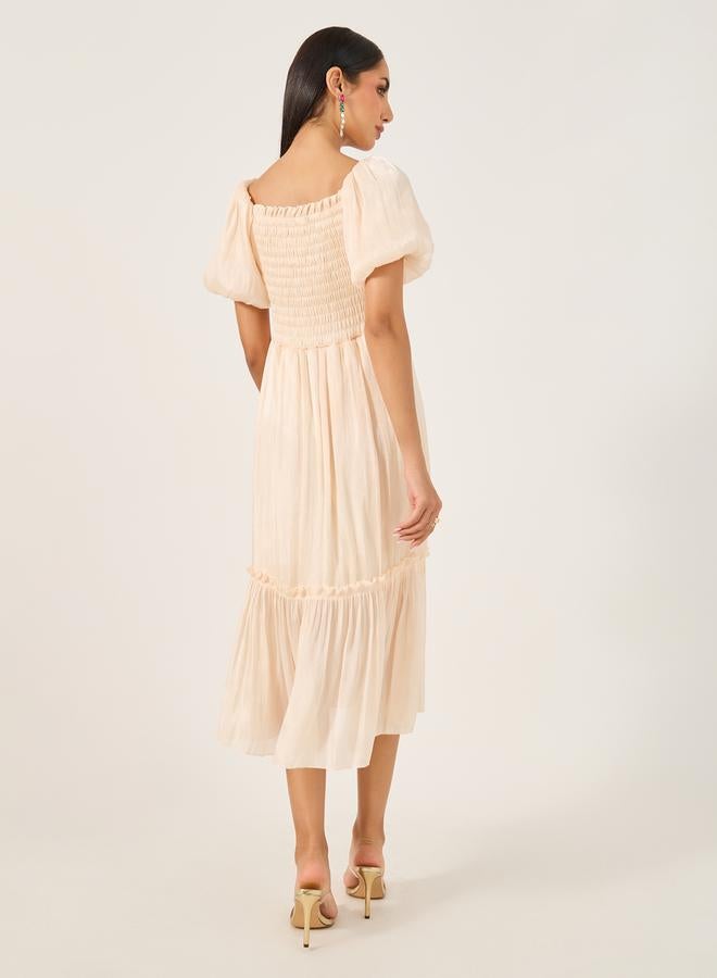 Styli Smocked Chiffon Dress  - Image 5