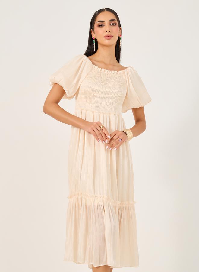 Styli Smocked Chiffon Dress  - Image 3