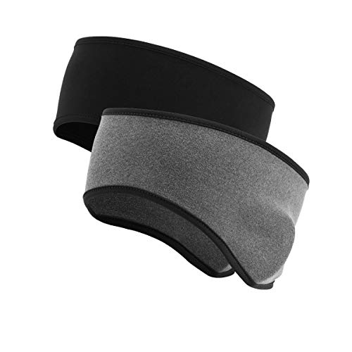 Atneato Ear Warmer Headband - Winter Ear Cover Running Ear Muffs for Men and Women (Black+Dark Gray - UP) - Image 1