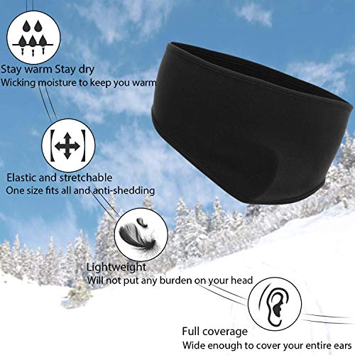 Atneato Ear Warmer Headband - Winter Ear Cover Running Ear Muffs for Men and Women (Black+Dark Gray - UP) - Image 4