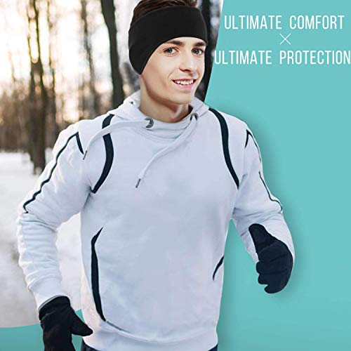Atneato Ear Warmer Headband - Winter Ear Cover Running Ear Muffs for Men and Women (Black+Dark Gray - UP) - Image 2