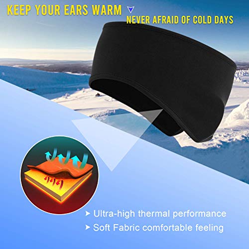 Atneato Ear Warmer Headband - Winter Ear Cover Running Ear Muffs for Men and Women (Black+Dark Gray - UP) - Image 3
