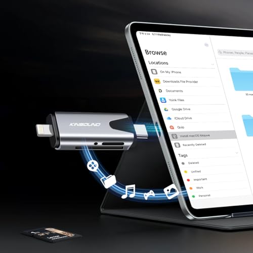 Kinsound Metal Body 4 in 1 with OTG, SD&TF Card Reader for iPhone with Type C,Lighting,Portable Memory Card Reader.Compatible with TF,SD,SDHC,SDXC,MMC,RS-MMC,Micro SDXC for iPhone & Android Phone - Image 4