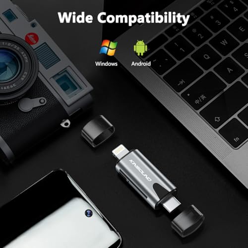 Kinsound Metal Body 4 in 1 with OTG, SD&TF Card Reader for iPhone with Type C,Lighting,Portable Memory Card Reader.Compatible with TF,SD,SDHC,SDXC,MMC,RS-MMC,Micro SDXC for iPhone & Android Phone - Image 5