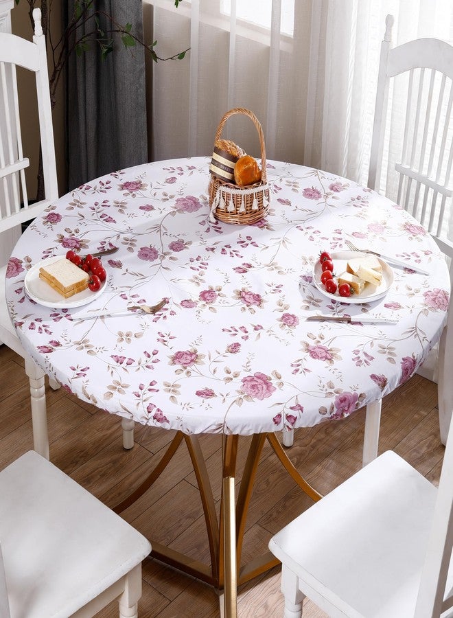 Walrus Round Vinyl Fitted Tablecloth with Flannel Backing Elastic Edge Design Table Cover Waterproof Oil-Proof PVC Table Cloth Stain-Resistant Best for 45"-56" Round - Image 4