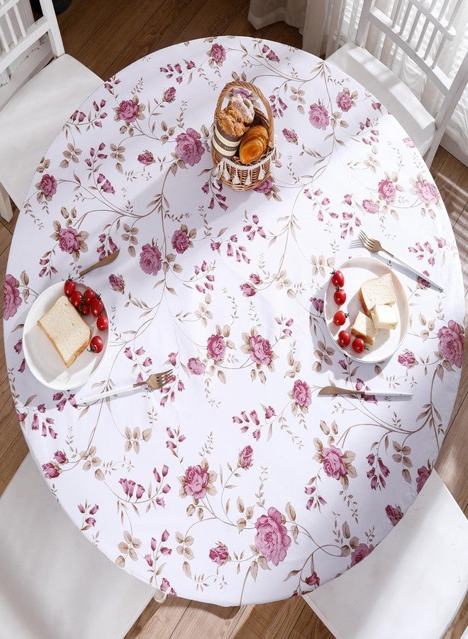 Walrus Round Vinyl Fitted Tablecloth with Flannel Backing Elastic Edge Design Table Cover Waterproof Oil-Proof PVC Table Cloth Stain-Resistant Best for 45"-56" Round - Image 1