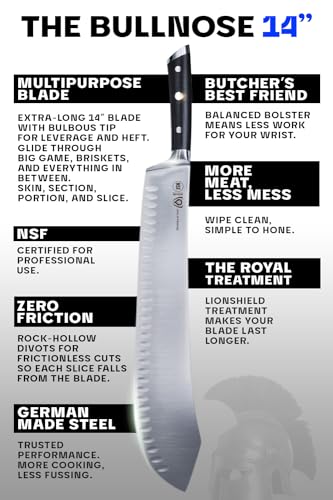 Dalstrong Bull Nose Butcher Knife - 14 inch - Gladiator Series Elite - High Carbon Premium German Steel - Black G10 Handle - Meat BBQ Knife - Sheath Included - NSF Certified - Image 5